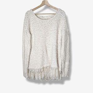 NWT Areve Anthropologie Lace Sweater XL Eyelash Knit Soft Girl Coastal Cowgirl